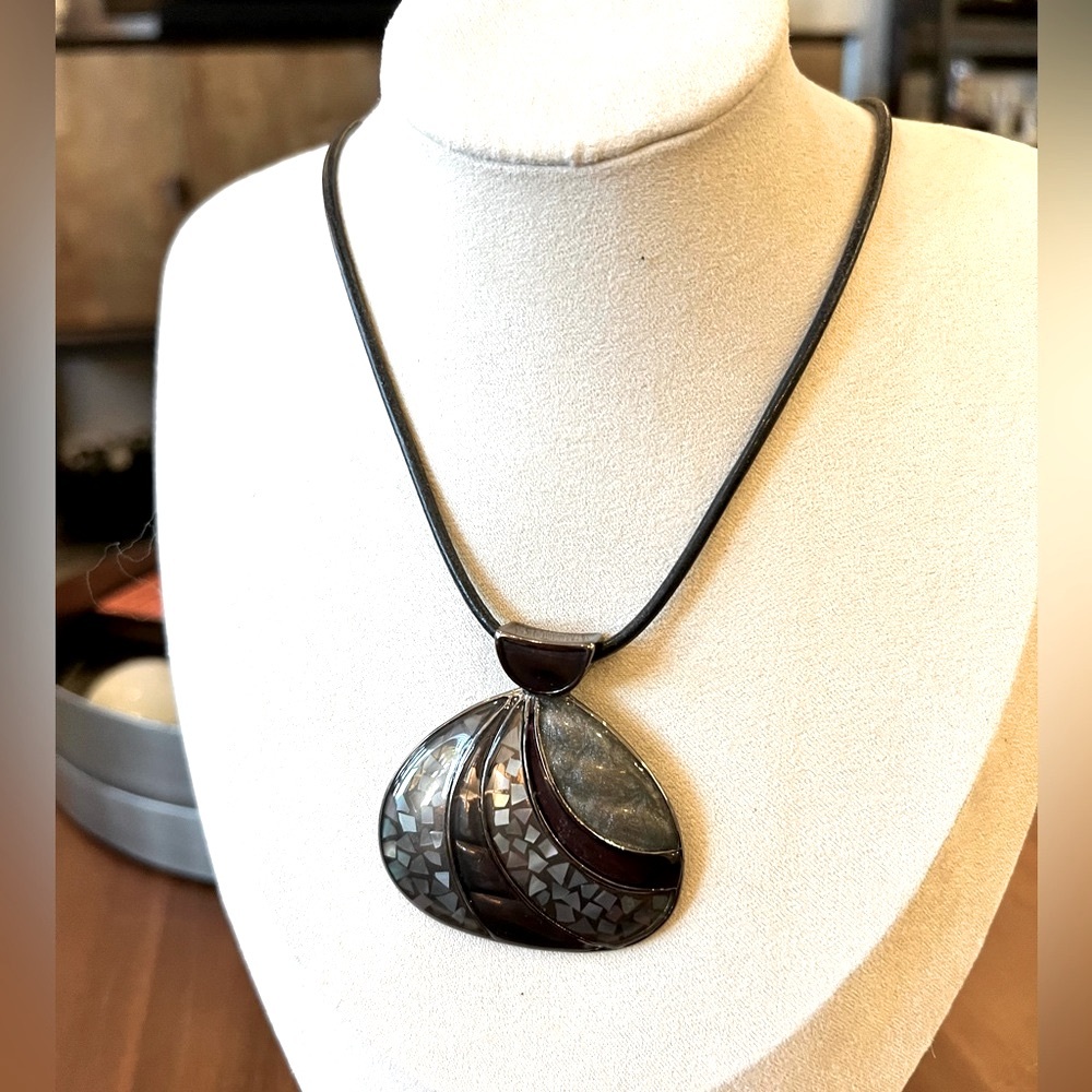 Lia Sophia Enamel Shell Shaped Pendant Necklace